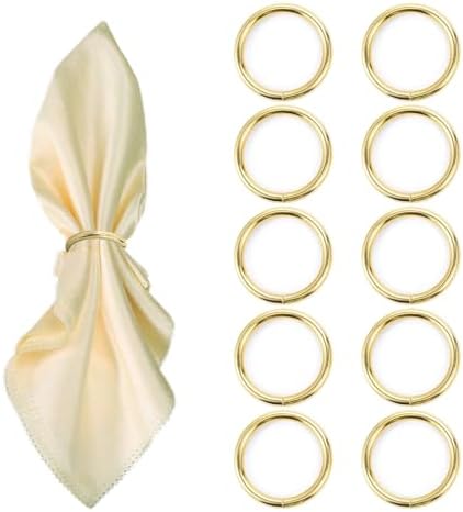 10-Piece Gold Stainless Steel Napkin Rings Modern Elegance for Dining Weddings