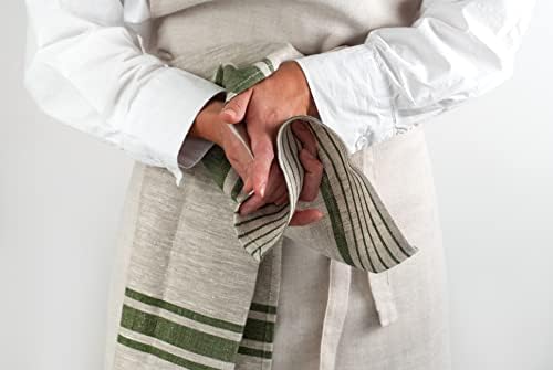Hand-crafted linen tea towel Irish green style