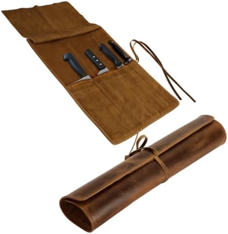 Premium Leather Knife Roll Bag