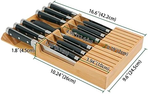 Utoplike Kitchen Knife Block - Bamboo Organizer for 12 Knives