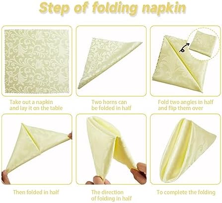 4-Piece Wave Scroll Napkins Light Yellow 17x17inch Water-Resistant