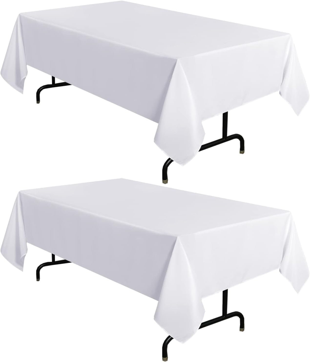 Sancua 2-Piece White Tablecloth 5ft x 8ft Stain Wrinkle Resistant