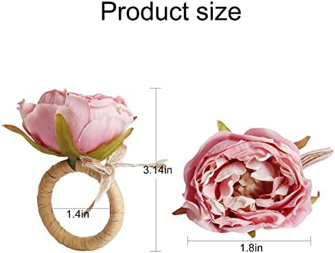Vibrant Handmade Napkin Rings Pink Peonies for Weddings Parties More