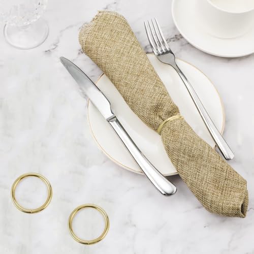 10-Piece Gold Stainless Steel Napkin Rings Modern Elegance for Dining Weddings