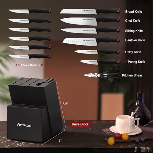 Astercooks 15-Piece Knife Set - Sharp Durable and Easy to Use