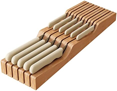 Space-Saving Bamboo Knife Block Organizer