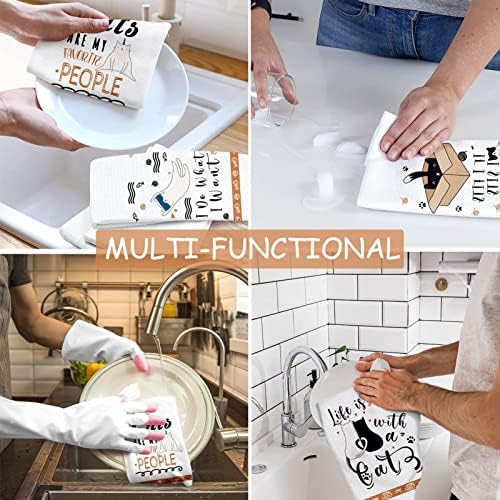 Lebsitey Cat Kitchen Towels Set