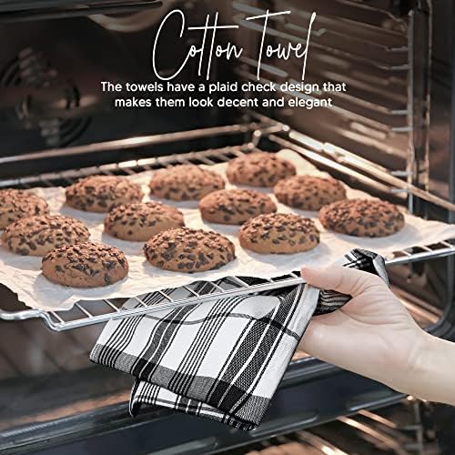 Utopia Premium Black White Dish Towels - 6 x 15x25 inches Set