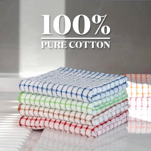 100 Cotton Kitchen Dish Towels - Soft Absorbent 16x25 Inch