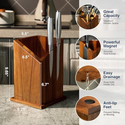 Gourmetop Magnetic Knife Holder Acacia Wood