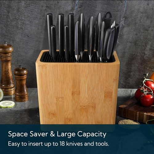 KITCHENDAO XL Bamboo Universal Knife Block Holder for All Knives