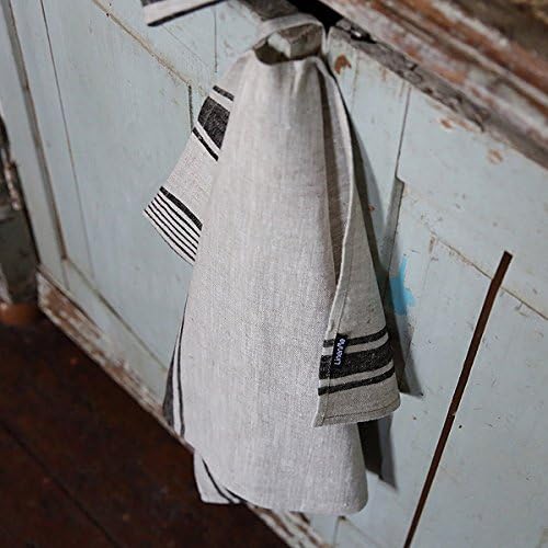 Signature Black Striped Linen Tea Towels Set of 2