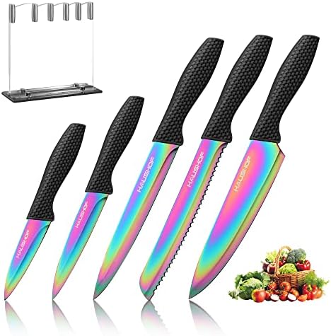 HAUSHOF Professional Kitchen Knife Set 5 Pieces Rainbow Design