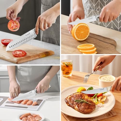 Kuisine Chef Knife Set with Built-in Sharpener 15PCS