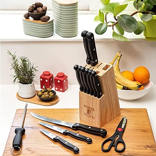 Moss Stone 14-Piece Kitchen Knife Block Set