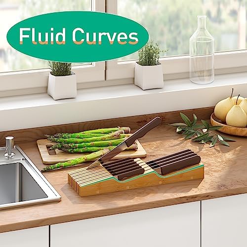 Kiplant Bamboo Knives Block Organizer Durable Kitchen Tool for Protecting Cutlery