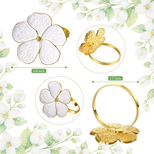 6-Piece Gold Flower Napkin Rings Set