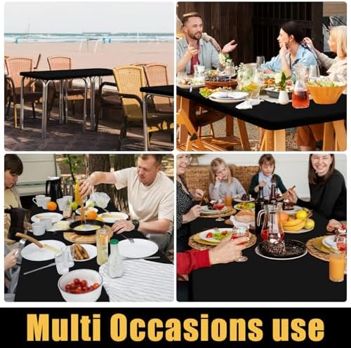 Smiry 6-Foot Picnic Table Cloth Waterproof Elastic Washable - Black 30x72
