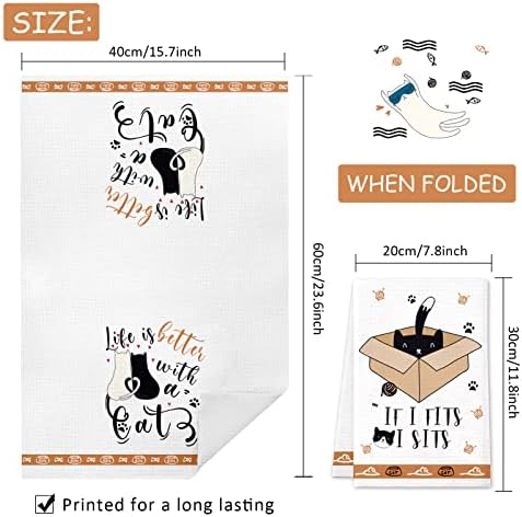 Lebsitey Cat Kitchen Towels Set