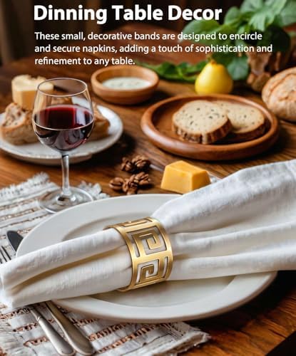 Elevate Your Dining Experience with URWOOW Napkin Rings - Set of 12 Gold
