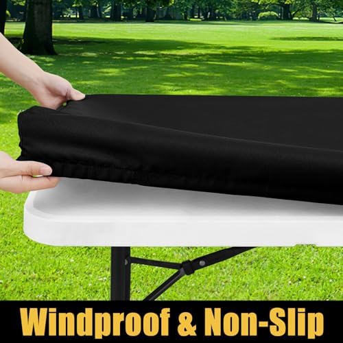 Smiry 6-Foot Picnic Table Cloth Waterproof Elastic Washable - Black 30x72
