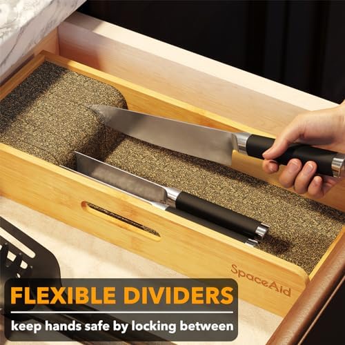 SpaceAid Bamboo Knives Organizer Small