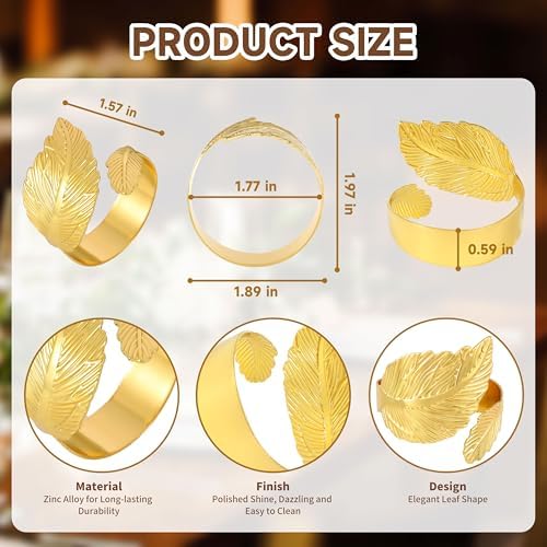 12-Piece Gold Napkin Rings Set for Home Events and Gifting
