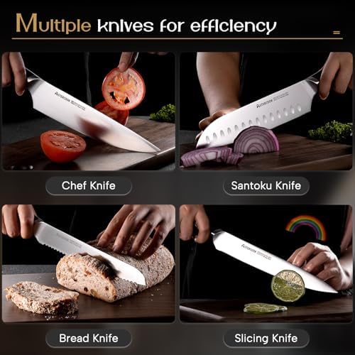 15-Piece German Kitchen Knife Set with Full Tang Handles