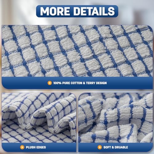 100 Cotton Kitchen Dish Towels - Soft Absorbent 16x25 Inch