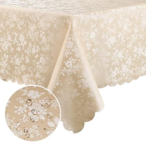 Elegant Beige Rectangle Tablecloth Waterproof for Everyday Use