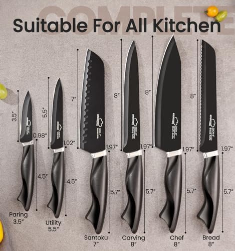 Amorston 15-Piece Knife Set with Built-in Sharpener