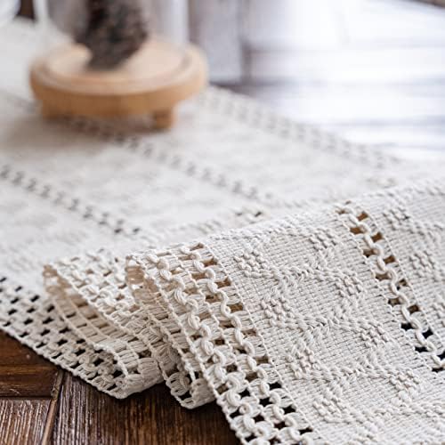 Beige Macrame Table Runner