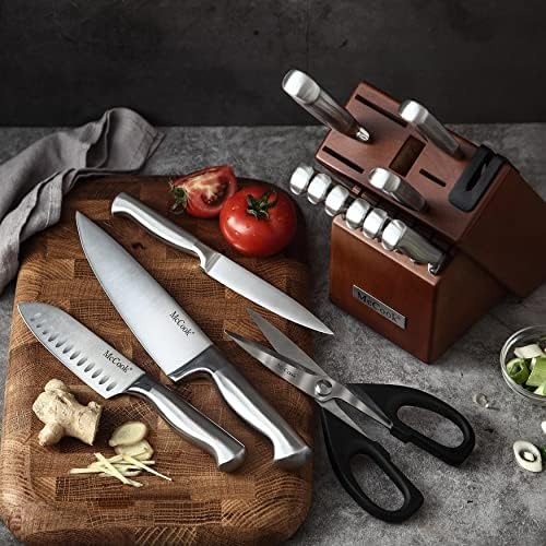 McCook premium German stainless steel knife set with built-in sharpener