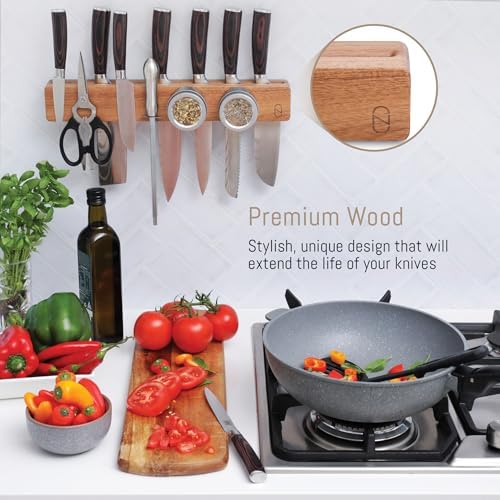 NOVAWARE Magnetic Knife Holder for Kitchen Storage with Double Capacity