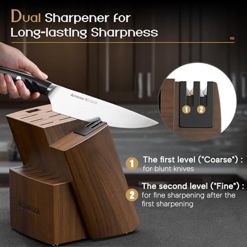 15-Piece German Kitchen Knife Set with Full Tang Handles