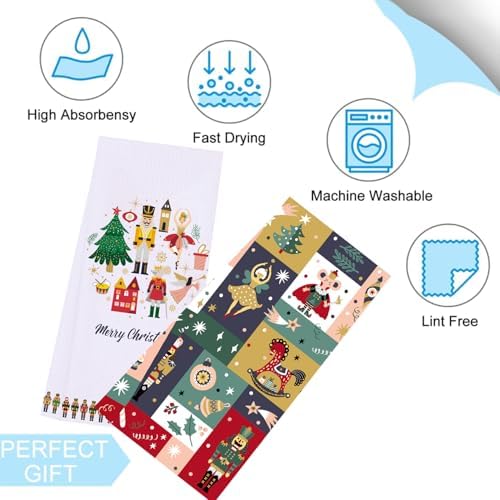 LXOMILL Nutcracker Christmas Kitchen Towels Festive Holiday Gift