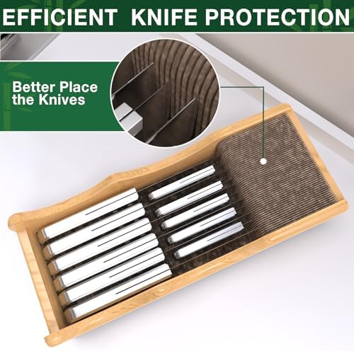 High-Quality Bamboo Kitchen Knife Block Organizer