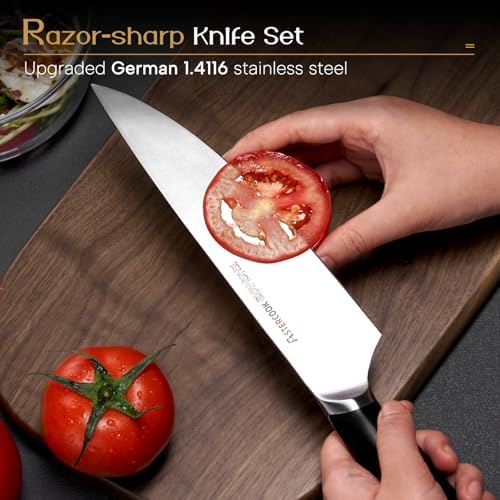 15-Piece German Kitchen Knife Set with Full Tang Handles