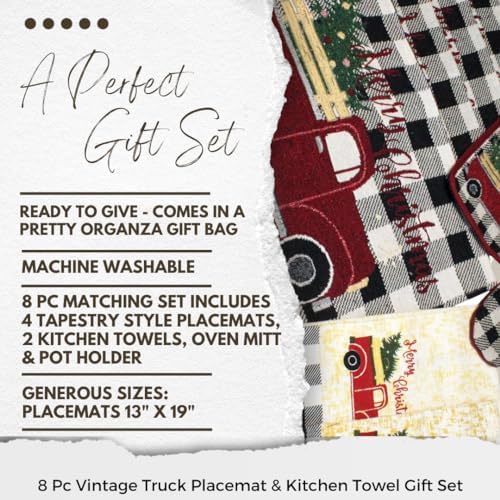 8-Piece Christmas Buffaloe Plaid Placemats Kitchen Decor Set