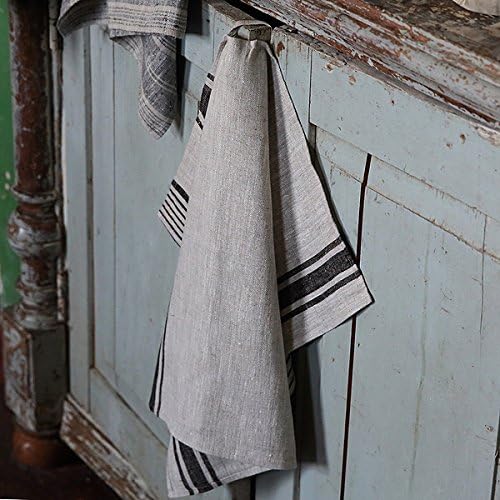 Signature Black Striped Linen Tea Towels Set of 2