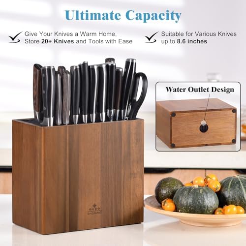 Space-Saving Acacia Wooden Knife Holder