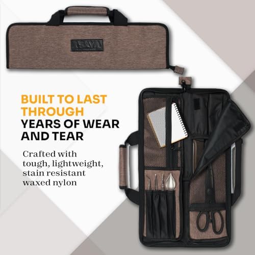 Asaya Chef Knife Roll Bag - 12 Pockets Lightweight Durable Stain Resistant