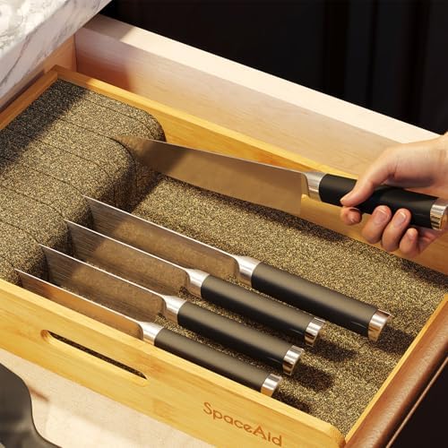 SpaceAid 9-inch Wide Bamboo Knife Holder