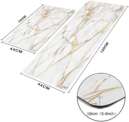 Mrcrypos Gold White Anti-Fatigue Kitchen Rugs 2-Pack