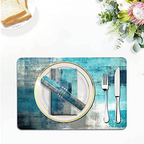 MCALK Modern Turquoise Placemat Cloth Napkin Set