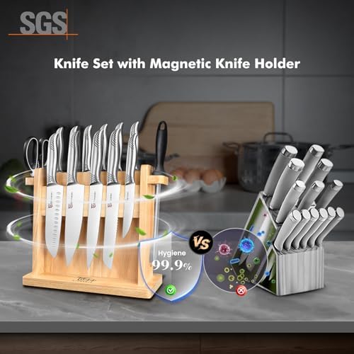 SYOKAMI 14 PCS Japanese Knife Set with Magnetic Block