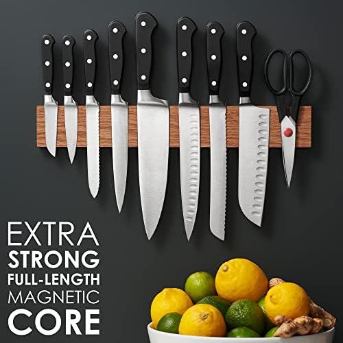 LARHN Magnetic Knife Holder 16-inch Oak for Kitchen Storage Organization