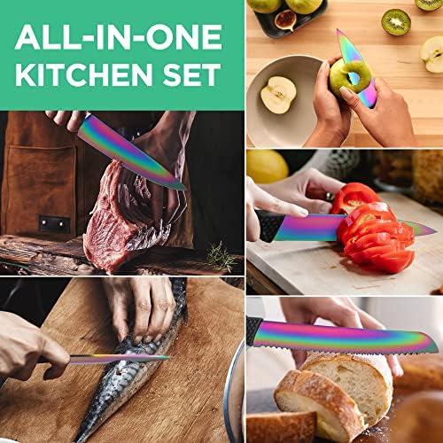 HAUSHOF Professional Kitchen Knife Set 5 Pieces Rainbow Design