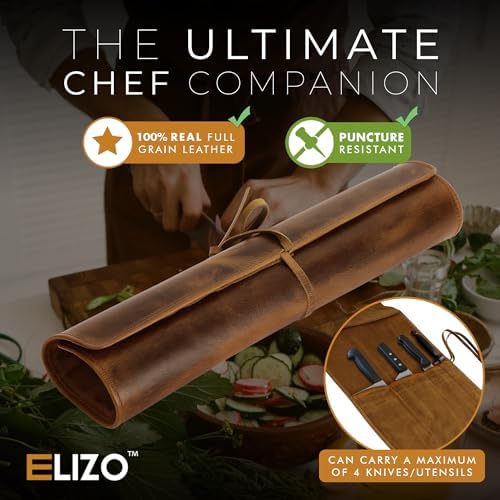 Premium Leather Knife Roll Bag