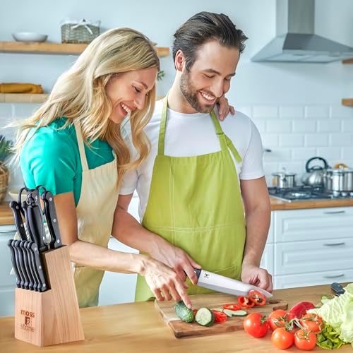 Moss Stone 14-Piece Kitchen Knife Block Set